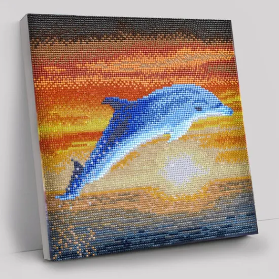 Craft Buddy "Dolphin Sunrise" Crystal Art Canvas Kit 30x30cm Hot