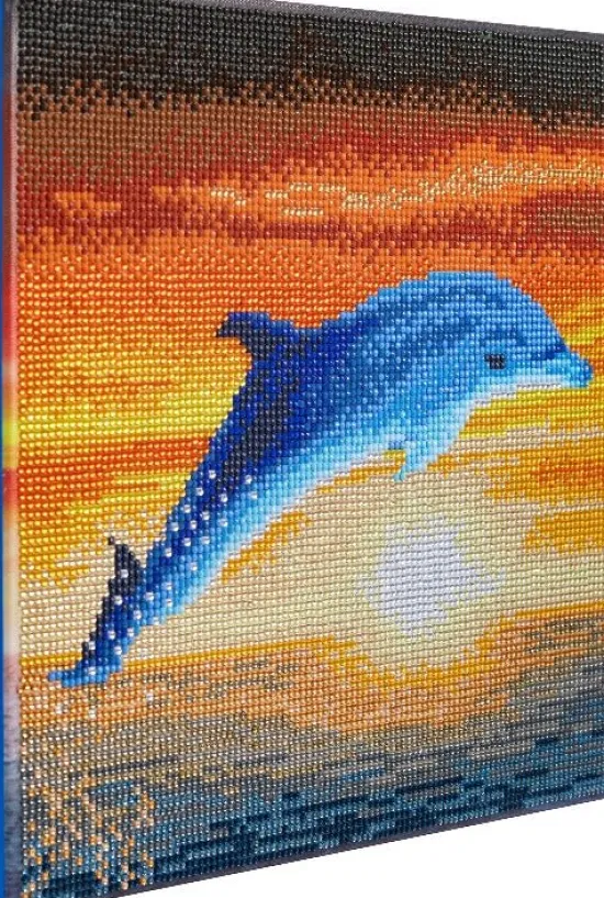 Craft Buddy "Dolphin Sunrise" Crystal Art Canvas Kit 30x30cm Hot