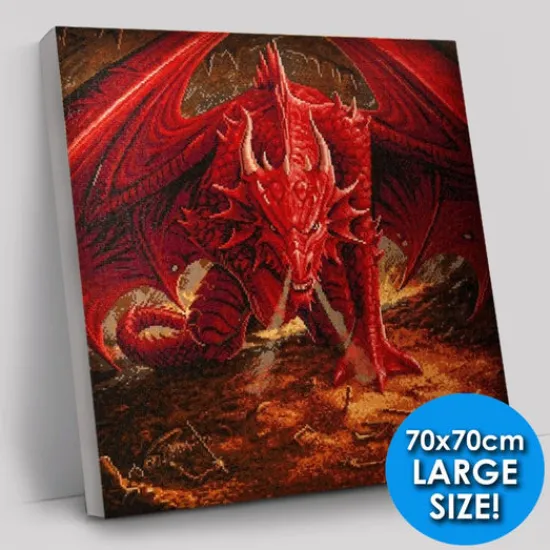 Craft Buddy "Dragons Lair" Crystal Art Canvas Kit by Anne Stokes 70x70cm Hot