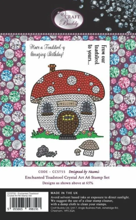 Craft Buddy "Enchanted Toadstool" Crystal Art A6 Stamp set Fashion