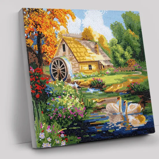 Craft Buddy “Enchanting Water Mill” Crystal Art Canvas 30x30cm Sale
