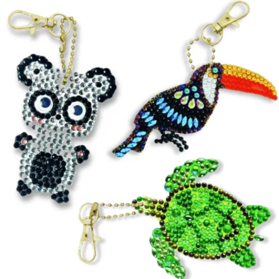 Craft Buddy "Exotic Animals" Crystal Art Keyring Set x 3 Hot