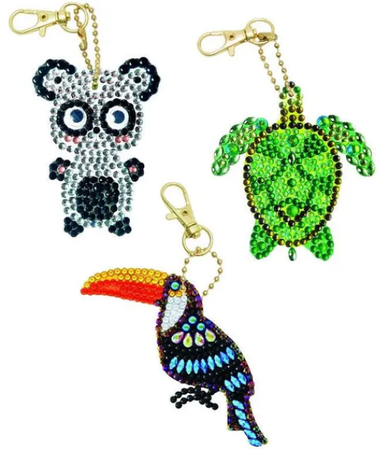 Craft Buddy "Exotic Animals" Crystal Art Keyring Set x 3 Hot