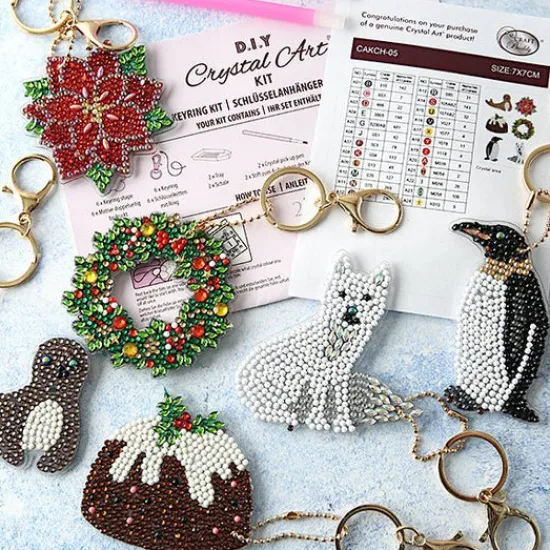 Craft Buddy "Festive Classics" Crystal Art Keyrings Set of 6 Best