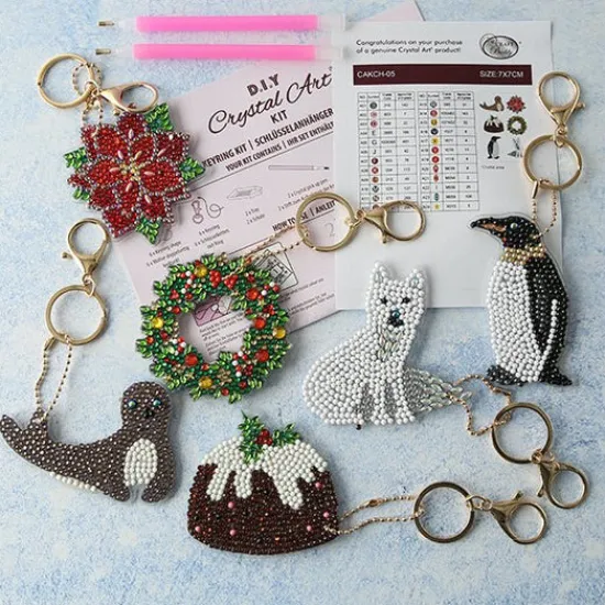 Craft Buddy "Festive Classics" Crystal Art Keyrings Set of 6 Best