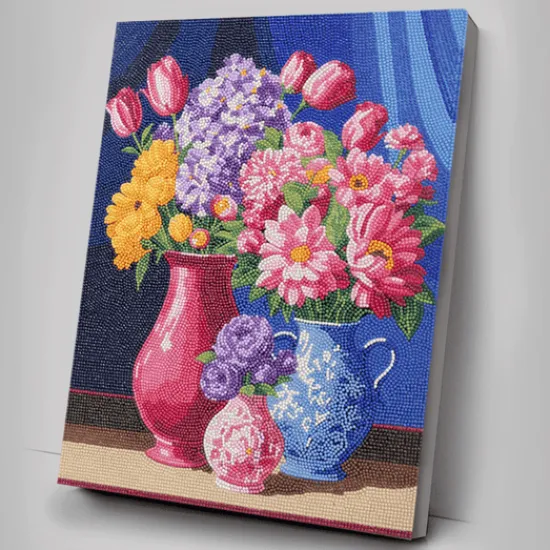 Craft Buddy "Floral Set" Crystal Art Canvas Kit 35cmx45cm Set of 2 Outlet