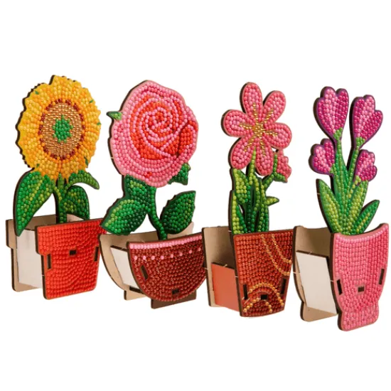 Craft Buddy "Floral Vases" Crystal Art Wooden Decoration Kit - Set of 4 Outlet