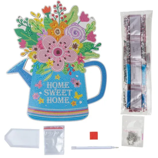 Craft Buddy "Floral Watercan" Crystal Art Hanging Wooden Decoration Kit Online