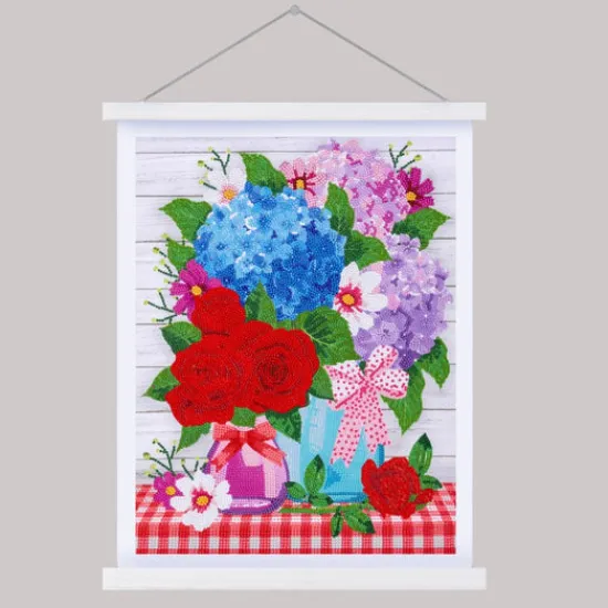 Craft Buddy "Flower Jars" Crystal Art Scroll Kit Clearance