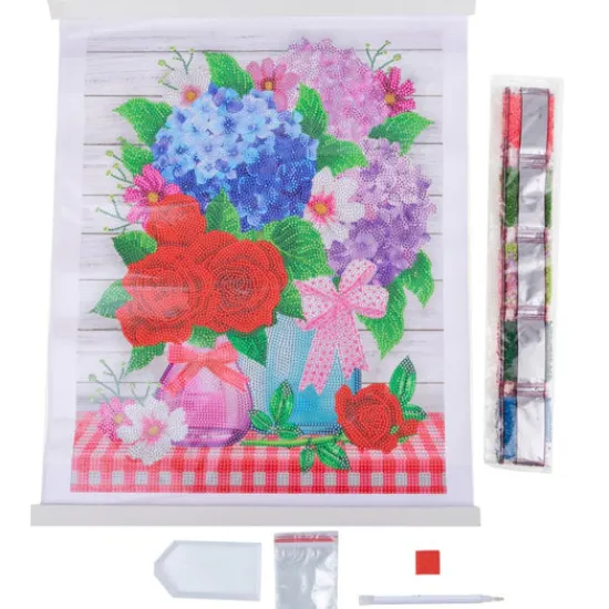 Craft Buddy "Flower Jars" Crystal Art Scroll Kit Clearance