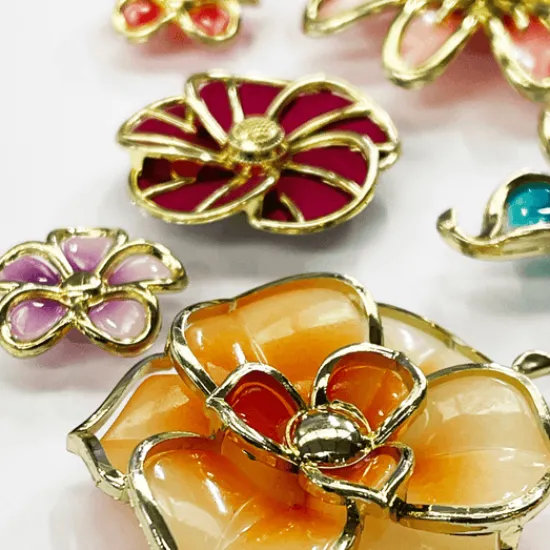 Craft Buddy "Flowers" Enamel Look Embellishments Set of 10 Discount