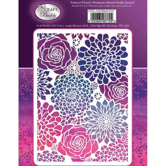 Craft Buddy Forever Flowerz A5 Premium Embossing Stencil - Forever Florals - CBST22 Best