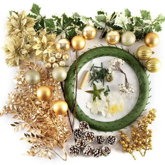 Craft Buddy Forever Flowerz Decadent Gold Wreath Kit New