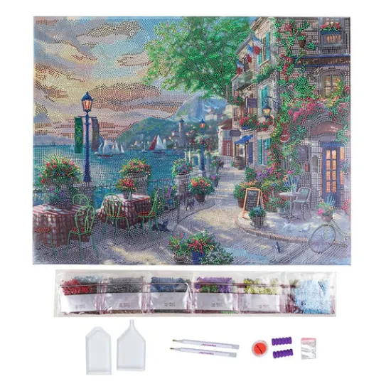 Craft Buddy "French Riviera Café" Crystal Art Canvas by Thomas Kinkade 40x50cm New