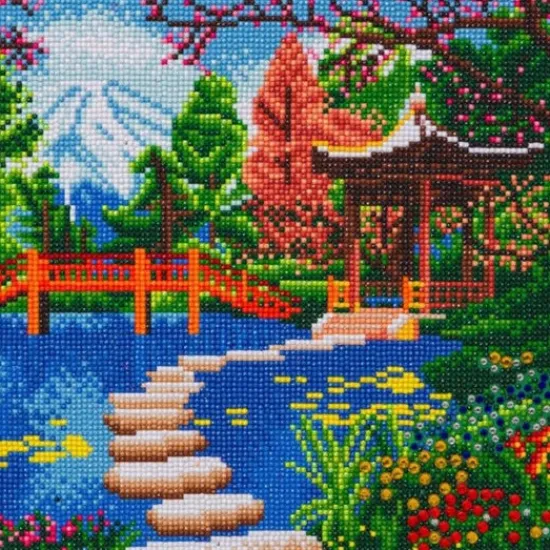 Craft Buddy "Gardens of Fuji" Crystal Art Canvas Kit 30x30cm Hot