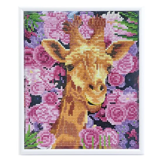 Craft Buddy "Giraffe & Flowers" Crystal Art Framed Kit 21x25cm Clearance