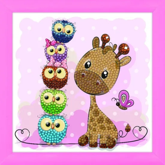 Craft Buddy "Giraffe and Friends" Crystal Art Frameable 16x16cm Fashion