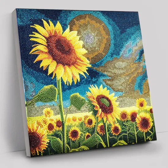 Craft Buddy “Golden Sunflower Blooms” Crystal Art Canvas Kit 30x30cm Hot