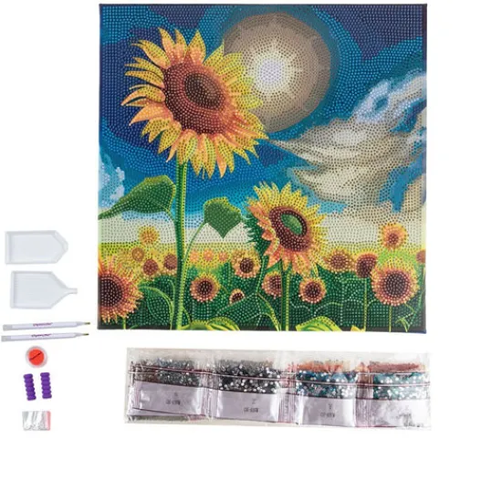 Craft Buddy “Golden Sunflower Blooms” Crystal Art Canvas Kit 30x30cm Hot