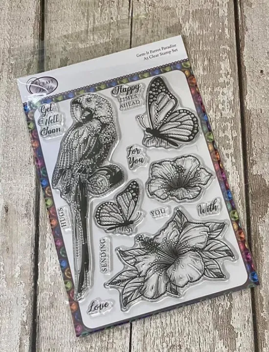 Craft Buddy GS13: Gem It! Parrot Paradise A5 Clear Stamp Set Outlet