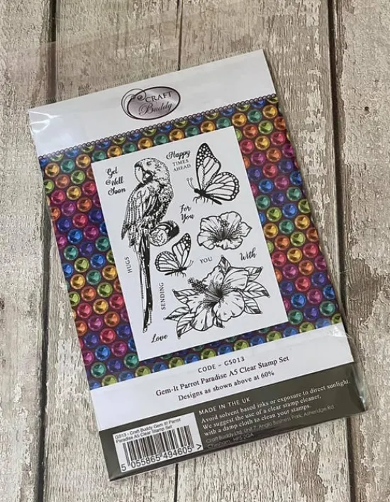 Craft Buddy GS13: Gem It! Parrot Paradise A5 Clear Stamp Set Outlet