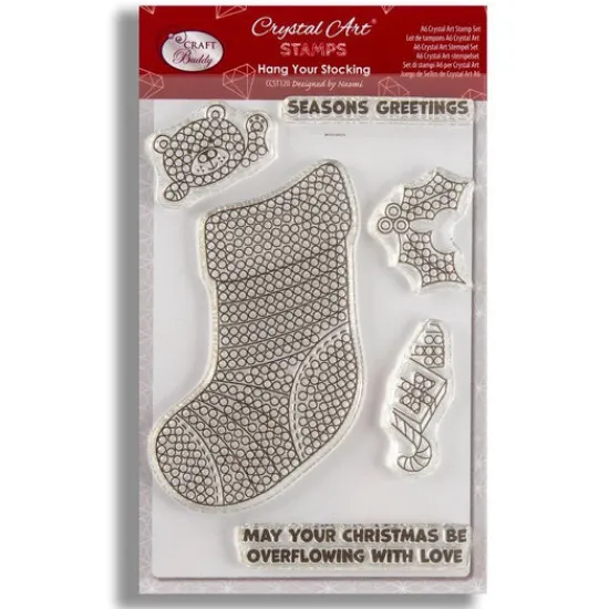 Craft Buddy "Hang Your Stocking" Crystal Art A6 Stamp Set Outlet