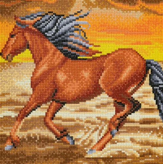 Craft Buddy "Horse on the Run" Crystal Art Canvas Kit 30x30cm New