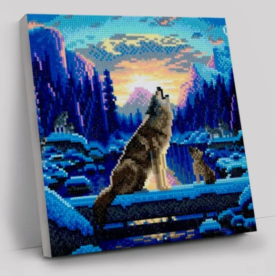 Craft Buddy "Howling Wolves" Crystal Art Canvas Kit 30x30cm Discount