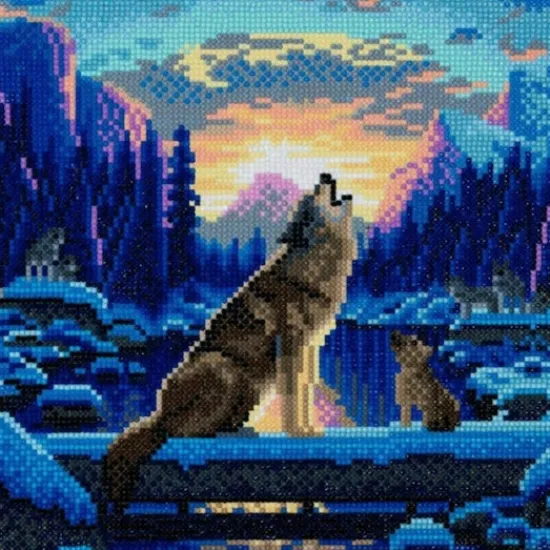 Craft Buddy "Howling Wolves" Crystal Art Canvas Kit 30x30cm Discount