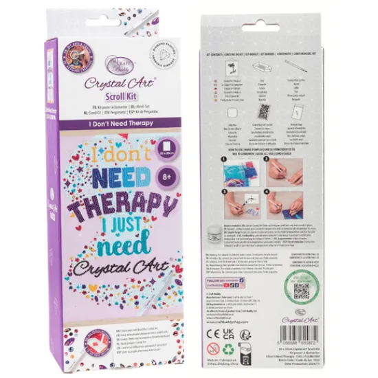 Craft Buddy I Don't Need Therapy Mini Crystal Art Scroll Kit 20x30 New