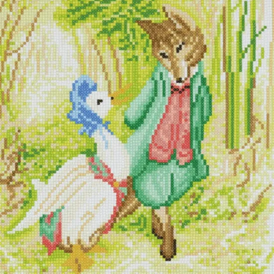 Craft Buddy "Jemima Puddle-Duck and Mr Fox" Crystal Art Canvas 30x30cm Hot