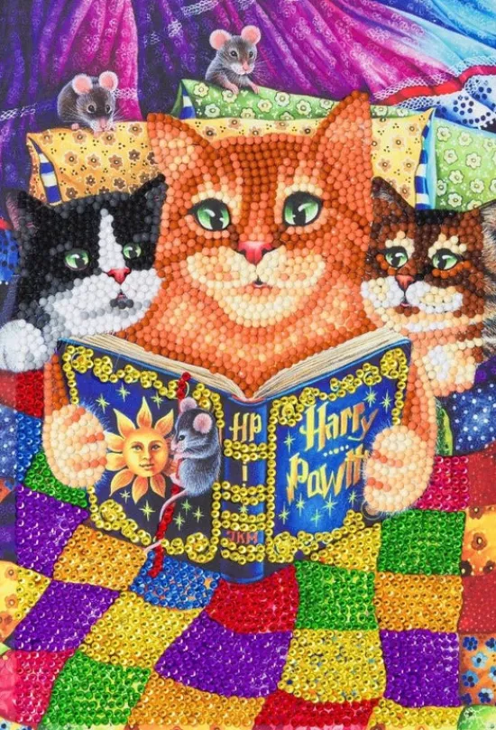 Craft Buddy "Kitten Bedtime Stories" Crystal Art Notebook Kit 26x18cm Best