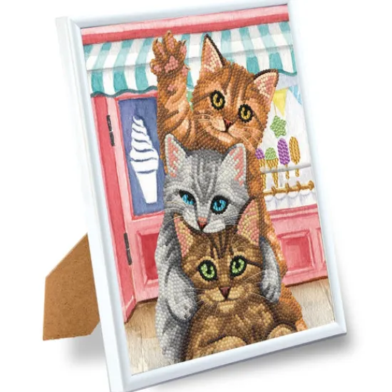 Craft Buddy "Kittens & Ice Cream" Crystal Art Framed Kit 21x25cm Hot