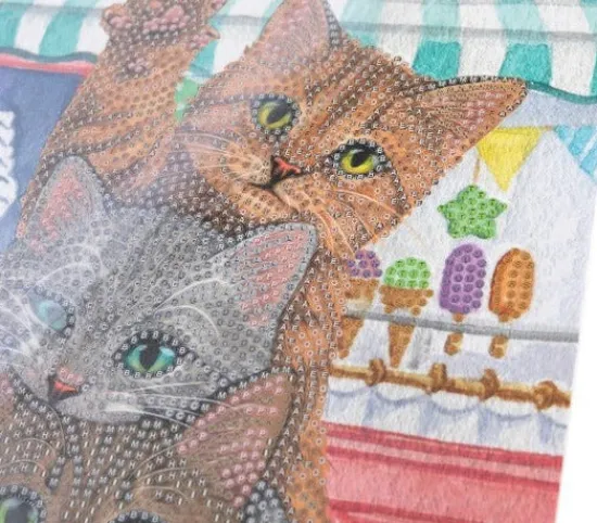 Craft Buddy "Kittens & Ice Cream" Crystal Art Framed Kit 21x25cm Hot