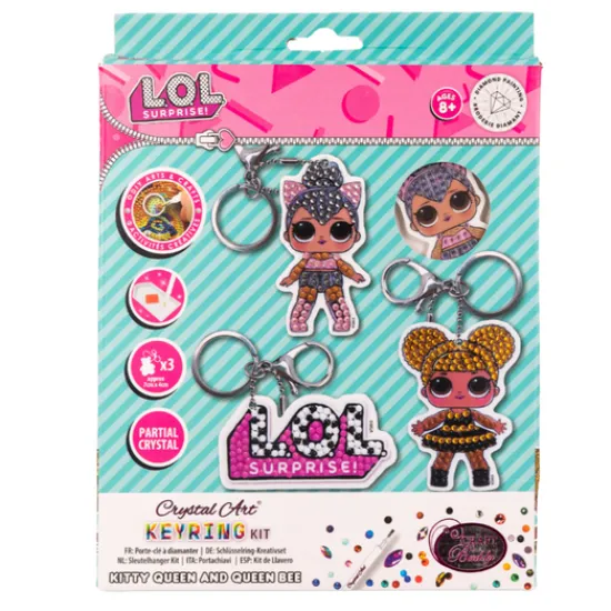 Craft Buddy "Kitty Queen & Queen Bee" Crystal Art Keyring Kit New