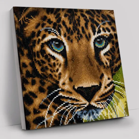 Craft Buddy "Leopard" Crystal Art Canvas Kit 30x30cm New