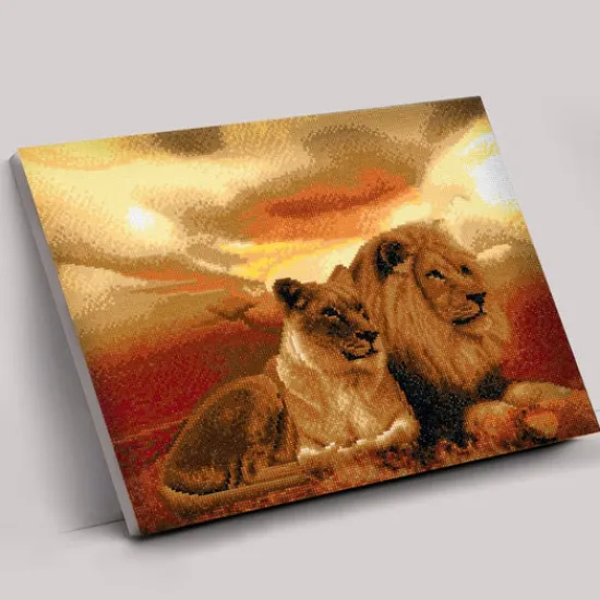 Craft Buddy "Lions of Savannah" Crystal Art Canvas Kit 40x50cm Clearance