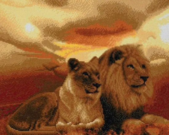 Craft Buddy "Lions of Savannah" Crystal Art Canvas Kit 40x50cm Clearance