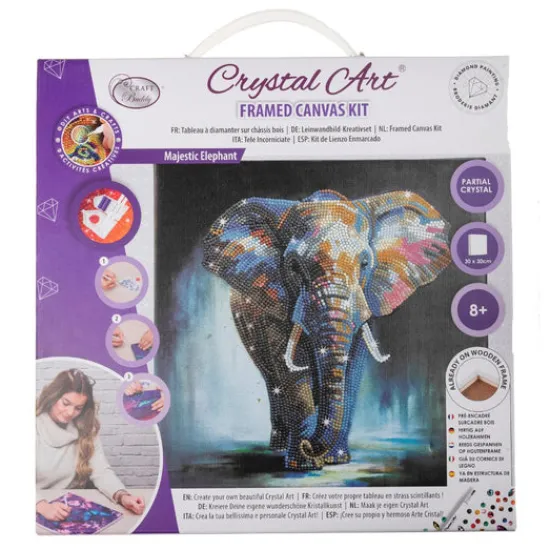 Craft Buddy “Majestic Elephant” Crystal Art Canvas 30x30cm Discount