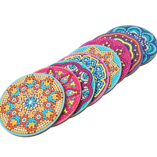 Craft Buddy Mandala Crystal Art Wooden Coasters Set of 8 Best