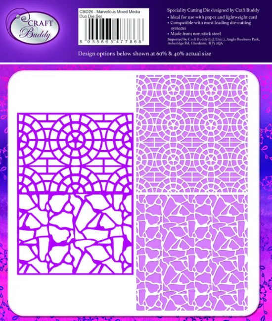 Craft Buddy Marvellous Industrial Duo Background Die Set - CBD26 New