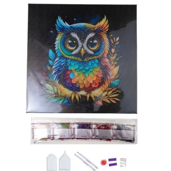 Craft Buddy "Owl" Crystal Art Canvas Kit 30x30cm Hot