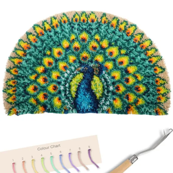 Craft Buddy "Peacock" Latch Hook Rug Kit 48*78cm Clearance