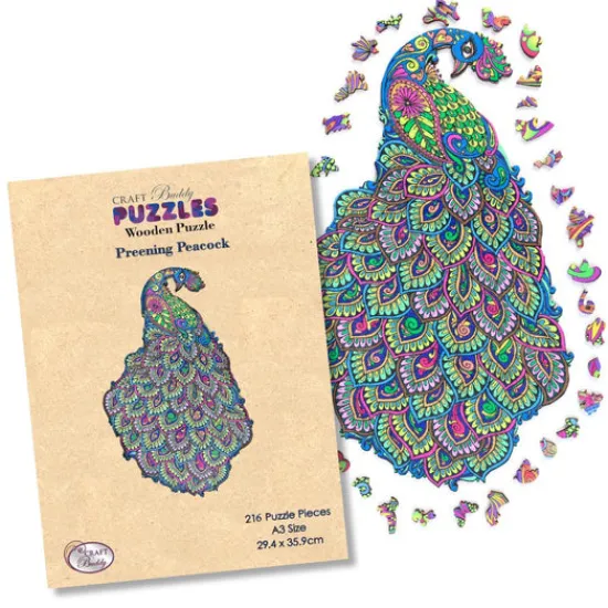 Craft Buddy "Peacock" Wooden Puzzle A3 Discount
