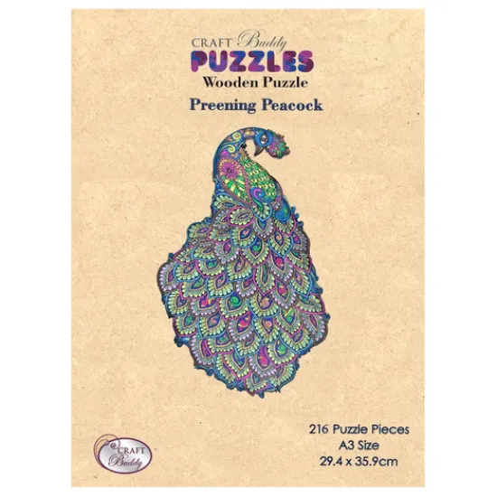 Craft Buddy "Peacock" Wooden Puzzle A3 Discount