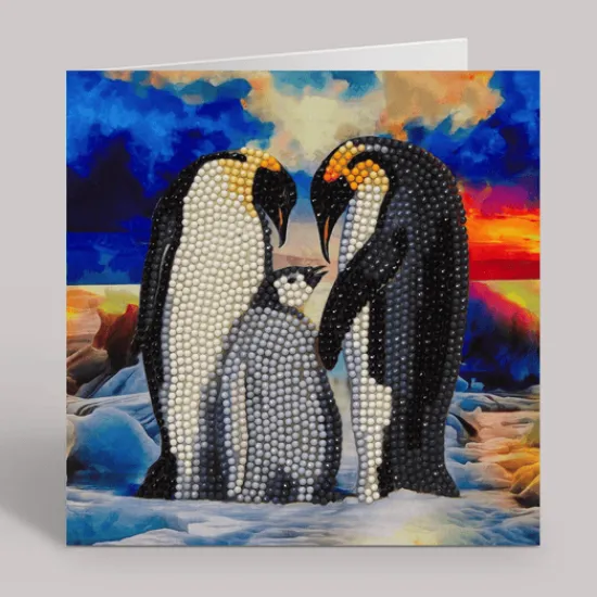 Craft Buddy "Penguin Family" Crystal Art Card 18x18cm Fashion