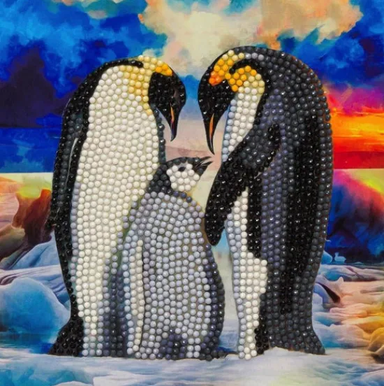 Craft Buddy "Penguin Family" Crystal Art Card 18x18cm Fashion