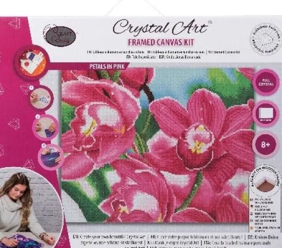 Craft Buddy 'Petals in Pink' Crystal Art Canvas 40x50cm Clearance