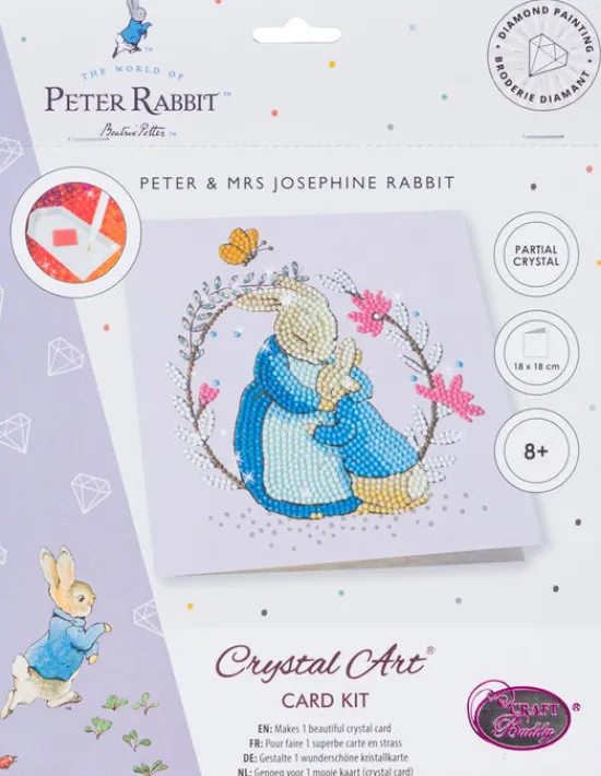 Craft Buddy Peter & Mrs Josephine Rabbit 18x18cm Crystal Art Card Discount