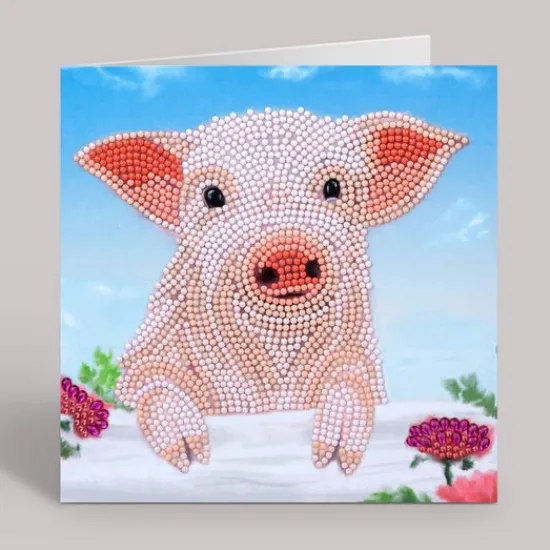 Craft Buddy "Pig on the Fence" Crystal Art Card 18x18cm Sale